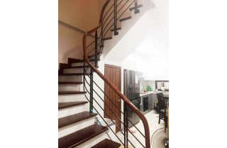Cầu thang sắt tay vịn gỗ MDS02